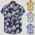 thumbnail image 1 of Jinhomg Men's Holiday Beach Shirts 2025 Fashion Tropical Palm Tree Print Hawaiian Shirt Lightweight Comfy Button Down Lapel Collar Summer Vacation Shirts Winter Saving Navy XXXL, 1 of 10
