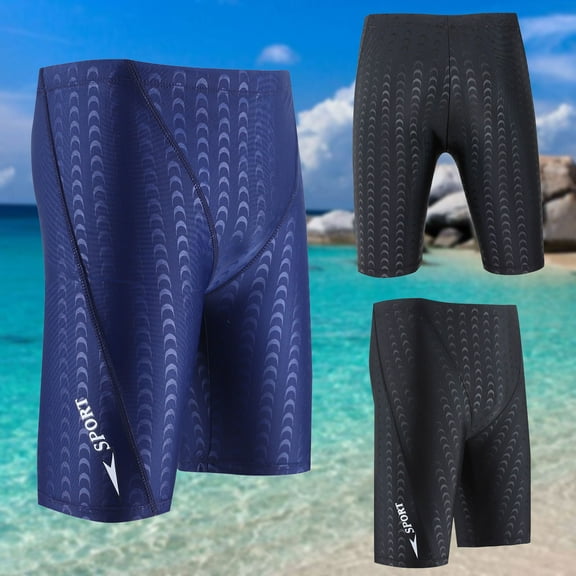 Jinhomg Men's Jammer Swimsuit Stretchy Comfy Athletic Training Swim Trunks Lightweight Comfy Knee Length High Waist Bathing Suit 90 off Clearance Sale Black XXL