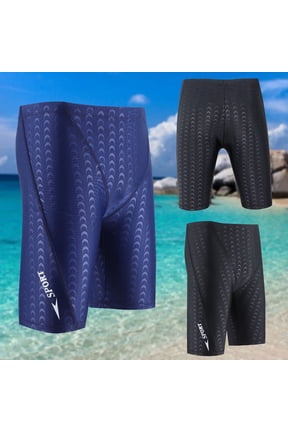 Men's Jammer Swimsuit Stretchy Comfy Athletic Training Swim Trunks Lightweight Comfy Knee Length High Waist Bathing Suit Blue XXL