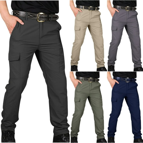 Jinhomg Men's Lightweight Tactical Pants Military Training Cargo Pants Water Resistant Outdoor Hiking Pants Gray,S