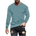 thumbnail image 1 of Jinhomg Men's Long Sleeve Tee Shirts Big and Tall Crewneck Cotton Blend Workout Tee Casual Classic Fit Comfortable Athletic Shirts Light Blue,XXXXL, 1 of 5