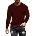thumbnail image 1 of Jinhomg Men's Long Sleeve Tee Shirts Big and Tall Crewneck Cotton Blend Workout Tee Casual Classic Fit Comfortable Athletic Shirts Wine,XXXL, 1 of 5