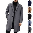 thumbnail image 1 of Jinhomg Men's Long Trench Winter Coat Wool Blend Pea Coat Notched Collar Single Breasted Overcoat Warm Soft Overcoat Navy,M, 1 of 4