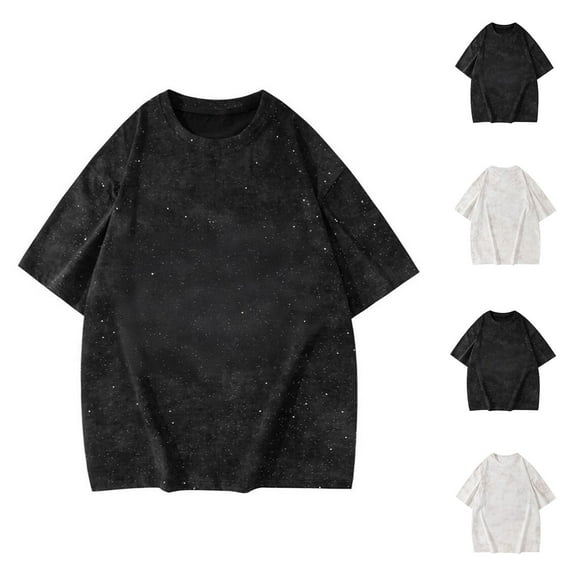 Jinhomg Men's Oversized Cotton T-Shirts Vintage Washed Tees Casual Loose Fit Short Sleeve Crew Neck Shirts 2025 Male Everyday Tops Seasonal Sale White L