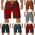 thumbnail image 1 of Jinhomg Men's Plaid Sleep Shorts Big And Tall Comfy Elastic Waist Pajama Shorts Lightweight Breathable Home Lounger Shorts With Drawstring Deal of The Day Clearance Black XXXXL, 1 of 5