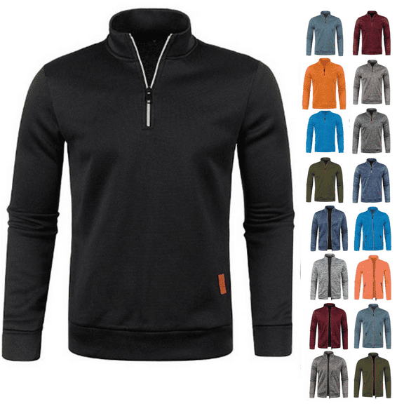 Jinhomg Men's Quarter Zip Sweatshirts Mock Neck Winter Warm Fleece Pullover Hoodless Casual Lightweight Fleece Jackets for Men Army Green,M