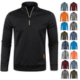 thumbnail image 1 of Jinhomg Men's Quarter Zip Sweatshirts Mock Neck Winter Warm Fleece Pullover Hoodless Casual Lightweight Fleece Jackets for Men Black,M, 1 of 5