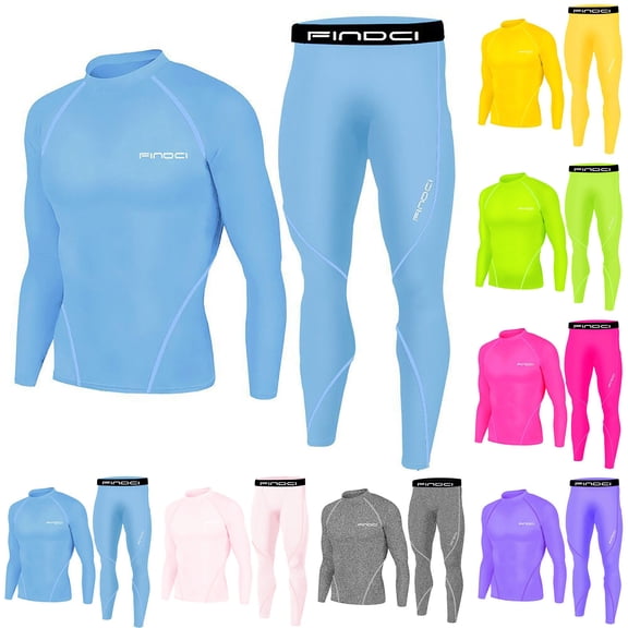 Jinhomg Men's Sports Running Set 2 Piece Compression Tracksuit Comfy Long Sleeve Shirt with Skin-Tight Quick Dry Gym Yoga Suits Purple M