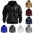 thumbnail image 1 of Jinhomg Men's Spring Pullover Sweatshirt Big and Tall Comfy Quarter Zip Military Hoodie Casual Loose Graphic Long Sleeve Workout Tops with Pockets Fall Saving Khaki XXXL, 1 of 3
