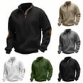 thumbnail image 1 of Jinhomg Men's Striped Knit Pullover 1/4 Buttons Stand Collar Sweaters Shirts Heavyweight Long Sleeve Quarter Buttons Soft Sweatshirts Army Green,XXXL, 1 of 7