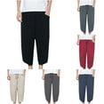 thumbnail image 1 of Jinhomg Men's Summer Capri Pants Lightweight Casual Solid 3/4 Baggy Pants Breathable Comfy Elastic Drawstring Waist Lounge Pants with Pockets Holiday Saving XL, 1 of 6