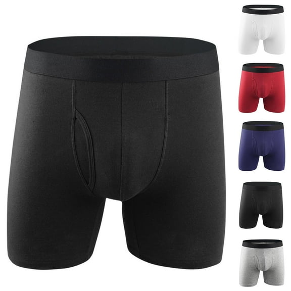 Jinhomg Men's Underwear Boxer Briefs Soft Breathable Cotton Underwear Seamless Elastic Waistband Boxers Comfy Daily Wear Lighten Wine XL
