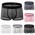 thumbnail image 1 of Jinhomg Men's Underwear Boxers See Through Mesh Boxer Briefs Cool Breathable Mid Waist Sleep Short Underpants 90% off Clearance Sale of Today Gray M, 1 of 3