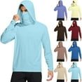 thumbnail image 1 of Jinhomg Men's Upf 50+ Sun Protection Shirt with Mask Lightweight Long Sleeve Hoodies Cooling Hiking Fishing Performance Shirts Coffee XXL, 1 of 8