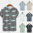 thumbnail image 1 of Jinhomg Men's Vacation Beach Shirts Cute Shark Print Hawaiian Shirt Lightweight Breathable Short Sleeve Button Down Aloha Shirts 90% off Clearance Sale Navy XXXL, 1 of 8