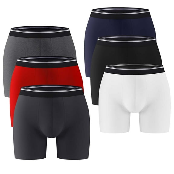 Jinhomg Mens 3 Pack Boxers Basic Breathable Hiking Boxer Briefs Loose Fits Trunks Underwear with Open Fly Gym Sportswear Winter Saving Red XXL