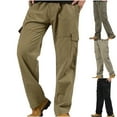 thumbnail image 1 of Jinhomg Mens 6Xl Cargo Pants Big and Tall Comfy Elastic Waist Street Pants Relaxed Fit Casual Solid Full Length Outdoor Pants with Pockets Sales Today Clearance Women Yellow XL, 1 of 8