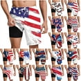 thumbnail image 1 of Jinhomg Mens Beach Shorts American Flag Graphic Patriotic Shorts Big And Tall Comfy Elastic Drawstring Waist Swim Trunks Lightweight Summer Vacation Board Shorts Coffee XXXL, 1 of 6