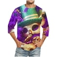 thumbnail image 1 of Jinhomg Mens Big and Tall Holiday T Shirts Fashion Mardi Gras Themed Graphic Tees Casual Loose 3/4 Sleeve Carnival Party Tops Funny Celebration T-Shirt Multicolor M, 1 of 4