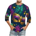 thumbnail image 1 of Jinhomg Mens Big and Tall Holiday T Shirts Fashion Mardi Gras Themed Graphic Tees Casual Loose 3/4 Sleeve Carnival Party Tops Funny Celebration T-Shirt Seasonal Sale Multicolor L, 1 of 4