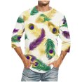 thumbnail image 1 of Jinhomg Mens Big and Tall Holiday T Shirts Fashion Mardi Gras Themed Graphic Tees Casual Loose 3/4 Sleeve Carnival Party Tops Funny Celebration T-Shirt Multicolor L, 1 of 4