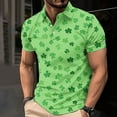 thumbnail image 1 of Jinhomg Mens Big and Tall Shirts Funny St. Patrick's Day Shamrock Print Polos Shirt Casual Loose Fit Short Sleeve Button Lapel Tennis Shirt Holiday Gift Multicolor XXL, 1 of 5