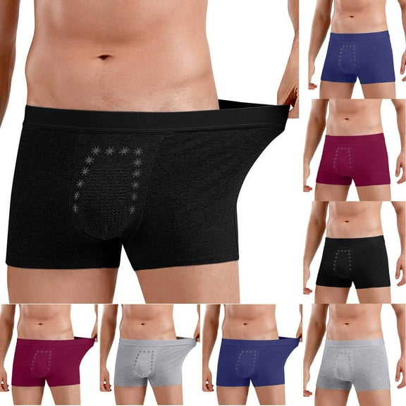 Jinhomg Mens Big And Tall Underwear Soft Comfy Cotton Boxer Briefs Lightweight Breathable Elastic Waistband Mid Waist Everyday Underpants Deal of The Day Black L