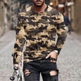 thumbnail image 1 of Jinhomg Mens Big and Tall Workout Shirts Trendy Camouflage Outdoor Pullovers Lightweight Comfy Long Sleeve Crew Neck Shirt Hiking Running Tops Brown L, 1 of 5