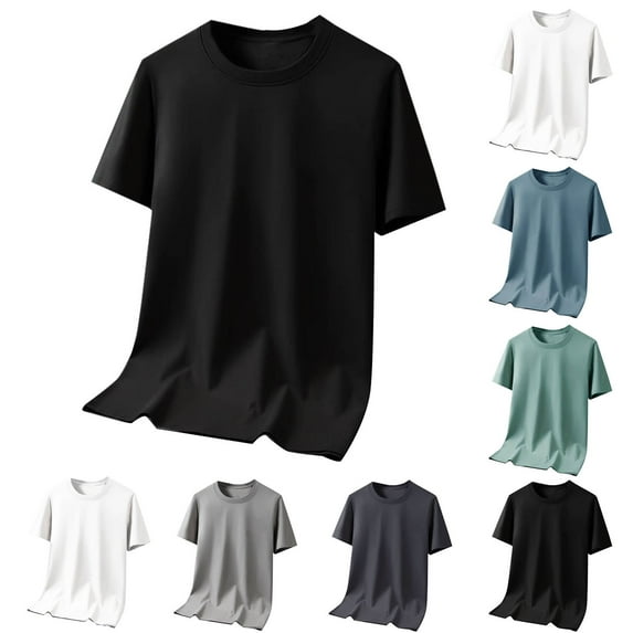 Jinhomg Mens Breathable Summer Shirts Big and Tall Half Sleeve Athletic Tees Casual Comfy Solid Color Crew Neck Workout Tops Green XL