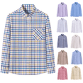 thumbnail image 1 of Jinhomg Mens Button-Down Shirt Long Sleeve Casual Button Down Shirts Vintage Soft Plaid Shirt With Pocket Pink,M, 1 of 4