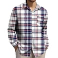 thumbnail image 1 of Jinhomg Mens Button Up Shirts Fall Long Sleeve Plaid Shirt Regular Fit Trendy Lightweight Shirt Jacket With Pocket Multicolor,XXL, 1 of 4
