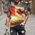 thumbnail image 1 of Jinhomg Mens Canada T Shirt Fancy Casual Canada Flag Graphic Tees Lightweight Comfy Short Sleeve Crew Neck Pullover Tops Fashion Daily Wear Gold L, 1 of 5