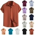 thumbnail image 1 of Jinhomg Mens Casual Beach Shirts Lightweight Comfy Cotton Linen Hawaiian Shirt Lightweight Breathable Short Sleeve Button Down Holiday Vacation Shirts Holiday Saving White XXXL, 1 of 4