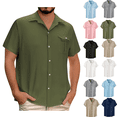 thumbnail image 1 of Jinhomg Mens Casual Button Down Shirts Big and Tall Button Down Hawaiian Shirt Short Sleeve Summer Cuban Wedding Vacation Beach Shirts Pink L, 1 of 8