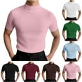 thumbnail image 1 of Jinhomg Mens Casual Knitted Pullover Slim Fit Comfy Short Sleeve Mock Neck Tops Big and Tall Solid Color Spring Summer Tees Daily Wear 2025 Saving Wine XXL, 1 of 10