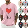 thumbnail image 1 of Jinhomg Mens Casual Tee Shirts Trendy Valentine's Day Heart Graphic T-Shirts Big and Tall Comfy Short Sleeve Crew Neck Holiday Tops Dating Wear Lighten Navy M, 1 of 4