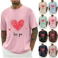 thumbnail image 1 of Jinhomg Mens Casual Tee Shirts Trendy Valentine's Day Heart Graphic T-Shirts Big and Tall Comfy Short Sleeve Crew Neck Holiday Tops Dating Wear Beige XXXL, 1 of 4