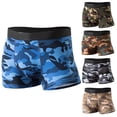 thumbnail image 1 of Jinhomg Mens Cotton Boxer Briefs Trendy Camouflage Sport Underwear Lightweight Breathable Seamless Elastic Waistband Boxers Spring Saving Blue M, 1 of 4