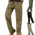 thumbnail image 1 of Jinhomg Mens Cotton Cargo Pants Big and Tall Elastic Waist Work Pants Casual Loose Fit Solid Straight Leg Street Pants with Zip Pocket Gray XL, 1 of 7