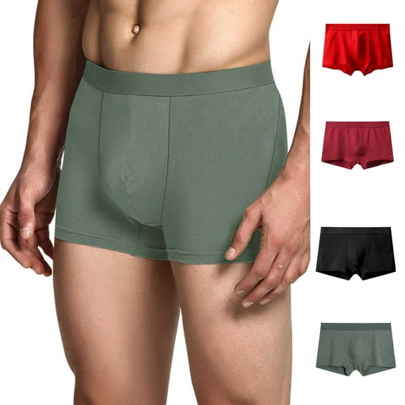 Jinhomg Mens Cotton Underpants Basic Solid Boxer Briefs Lightweight Comfy Elastic Waistband Mid Waist Everyday Underwear Boxers Sales Today Clearance Green M