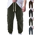 thumbnail image 1 of Jinhomg Mens Drawstring Cargo Pant Soft Cozy Corduroy Solid Long Pants Relaxed Fit Elastic Waist Straight Leg Cargo Trousers with Pockets Black XXL, 1 of 7