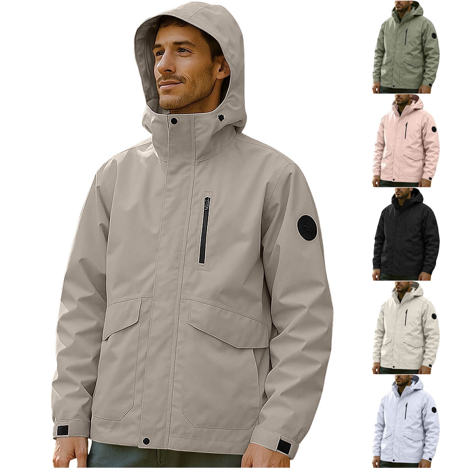Jinhomg Mens Fall Coats Hooded Lightweight Water Resisant Windbreaker ...