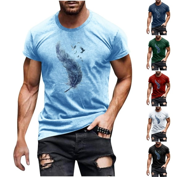 Jinhomg Mens Fashion Graphic T-Shirts Big and Tall Comfy Short Sleeve Crew Neck Tees Muscle Fit Spring Summer Athletic Tops Casual Daily Wear Seasonal Sale Black M