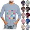 thumbnail image 1 of Jinhomg Mens Fashion Graphic Tees Funny Valentine's Day Love Heart T-Shirt Big and Tall Casual 3/4 Sleeve Spring Summer Tee Shirts Spring Summer Tops Navy XXL, 1 of 5