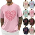 thumbnail image 1 of Jinhomg Mens Fashion T Shirts 2025 Valentine's Day Themed Graphic Tees Big and Tall Comfy Short Sleeve Crew Neck Holiday Tops Casual Daily Wear Beige XXL, 1 of 4