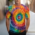 thumbnail image 1 of Jinhomg Mens Fashion T-Shirts Novelty Funny Tie Dye Print Casual Tees Lightweight Comfy Short Sleeve Crew Neck Party Tops Daily Wear Orange XL, 1 of 5