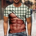 thumbnail image 1 of Jinhomg Mens Funny Party Tops Novelty Funny 3D Muscle Plaid Print T-Shirts Big and Tall Comfy Short Sleeve Crew Neck Tees 2025 Fashion Tops Spring Saving White XXXL, 1 of 5