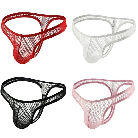 Jinhomg Mens G String Pouch Thong Lightweight Breathable See-Through Mesh Briefs Hollow Out Low Rise Bikini 2025 Clubwear 90 Percent off Clearance Sale Pink XL