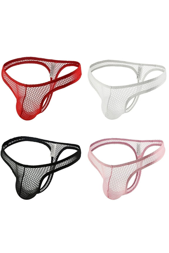 Mens G String Pouch Thong Lightweight Breathable See-Through Mesh Briefs Hollow Out Low Rise Bikini 2025 Clubwear Prime Big Deal Days Black L