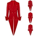 thumbnail image 1 of Jinhomg Mens Gothic Tailcoat Jacket Halloween Costume Vintage Goth Long Steampunk Frock Coat formal Victorian Uniform Red,L, 1 of 6